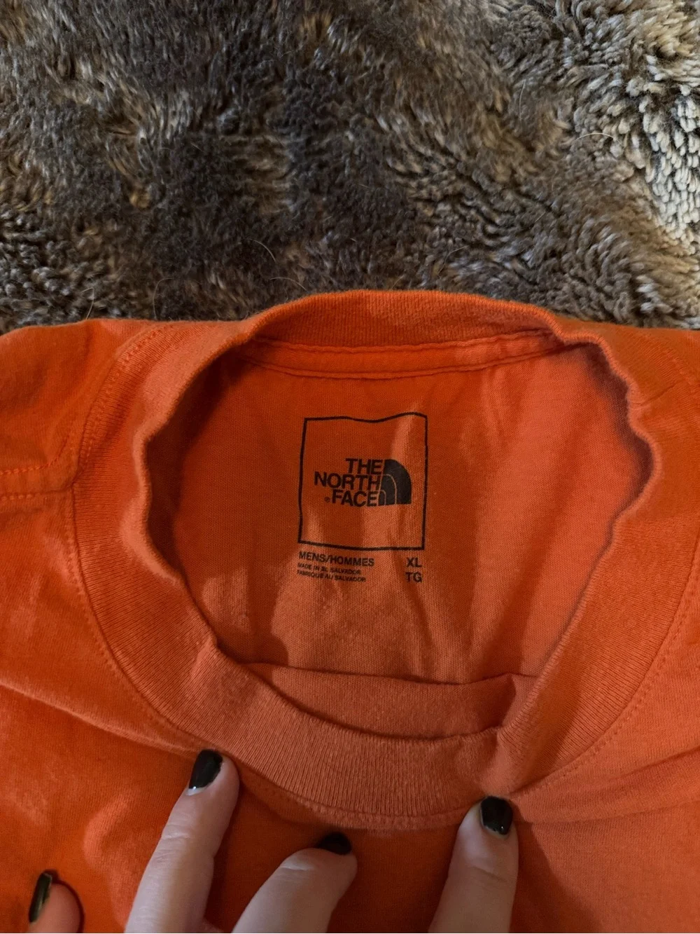 The North Face Men’s Long Sleeve Tee in Orange with White Logo